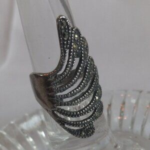 Wing Like Marcasite Sterling Silver Ring